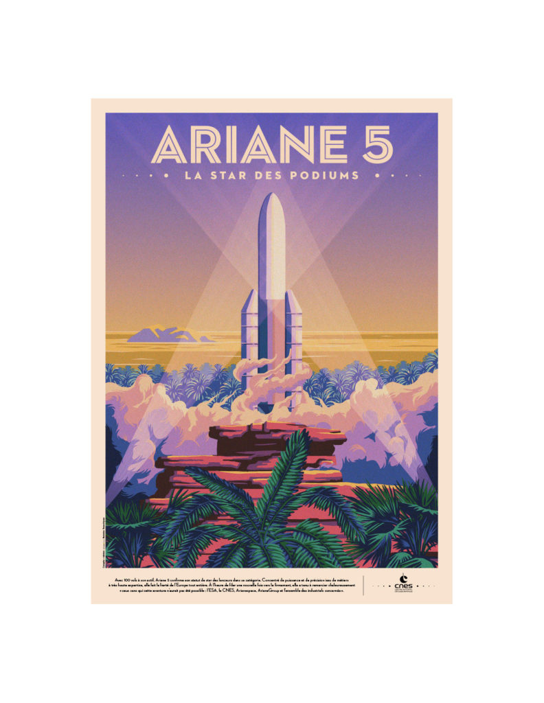 Affiche illustrée d'Ariane 5 - CNES