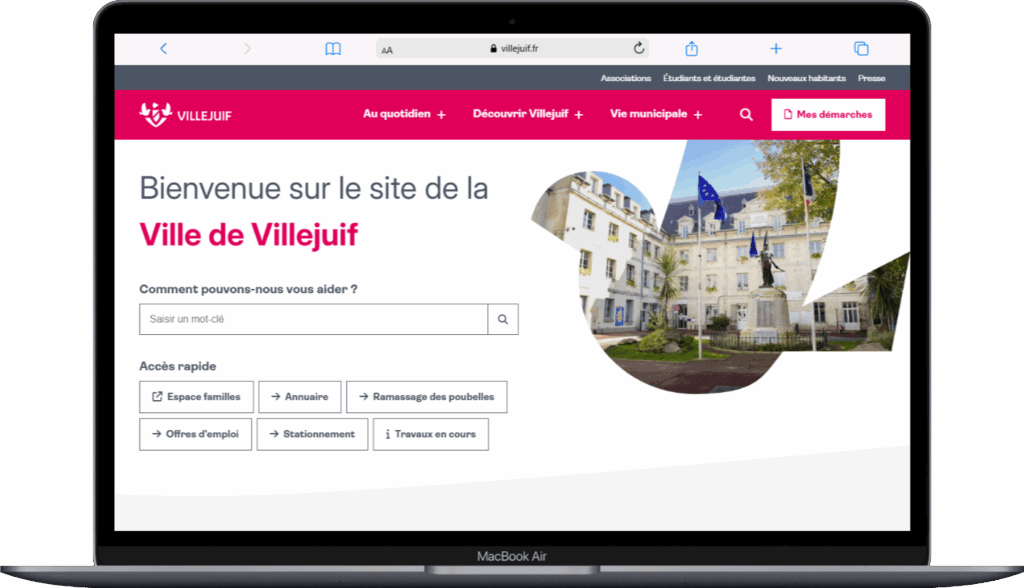 Capture de la page d'accueil du site internet de la Ville de Villejuif