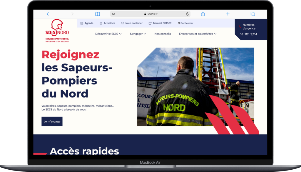 La home du site ne laisse aucun doute : il y au une place pour vous au sein des sapeurs-pompiers du Nord.